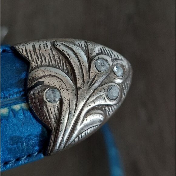 Bad Girl Western Croc Print Leather Belt Blue 💙 Size Small - Picture 6 of 9